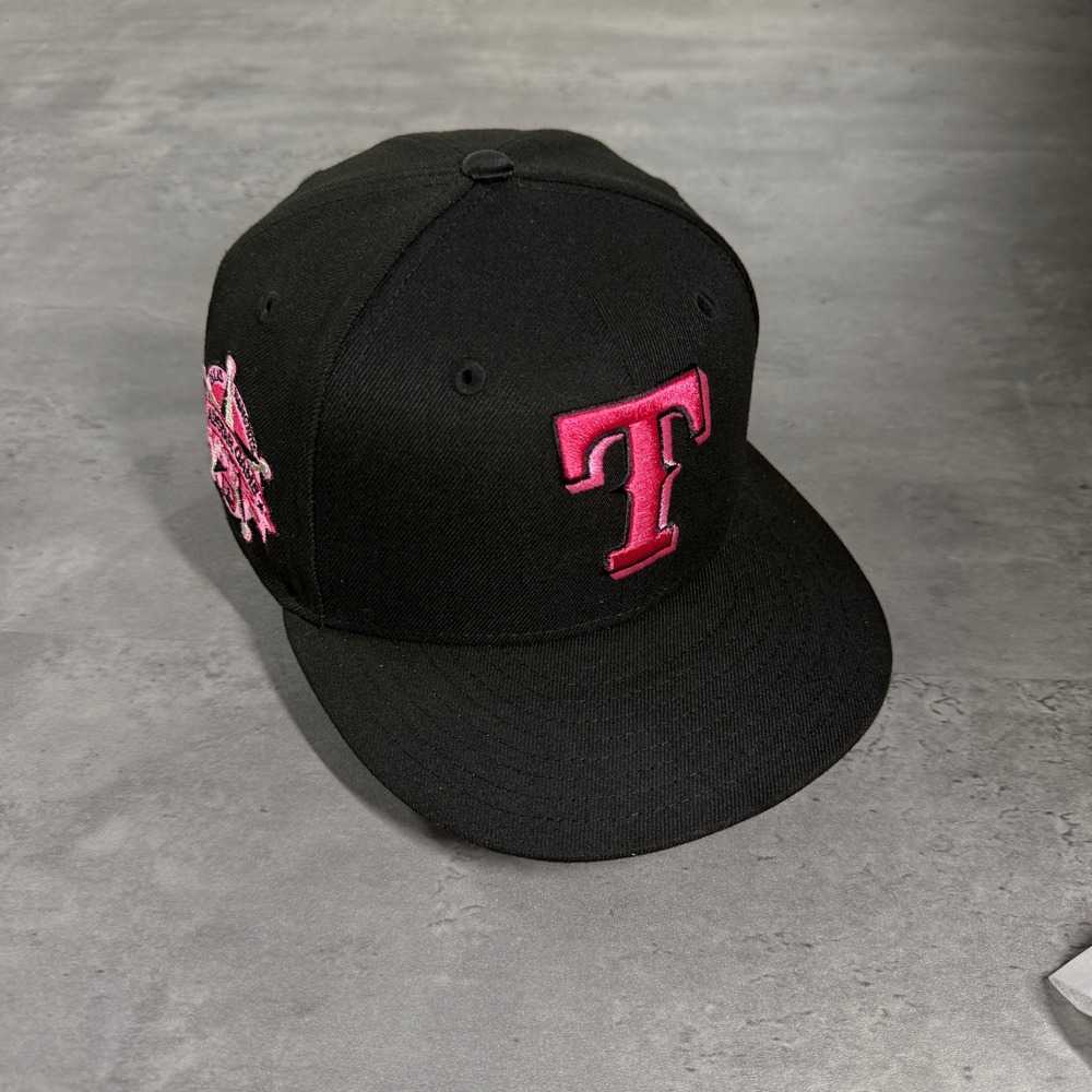 Hat Club Texas Rangers New Era Cap 7 Black Pink Moon Rock Pack Fitted RARE